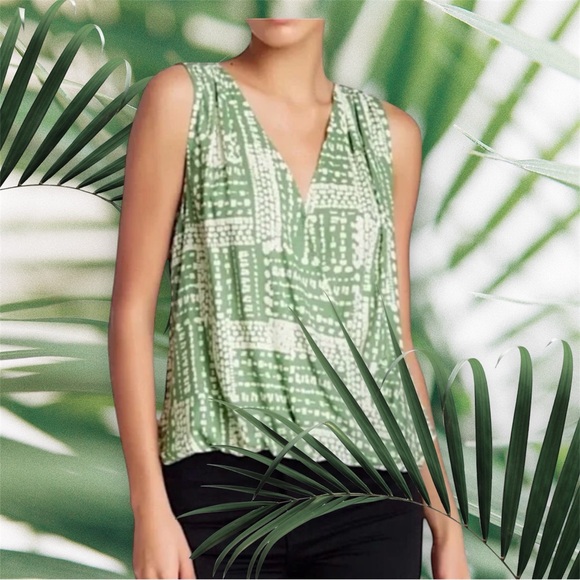 Velvet by Graham & Spencer Tops - NWT Velvet by Graham & Spencer Zita Abstract Printed Faux Wrap Sleeveles…
